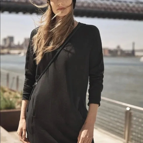 Athleta Black Balance Sweater Dress Long Sleeve Medium Minimalist Lounge Basic - Picture 6 of 11